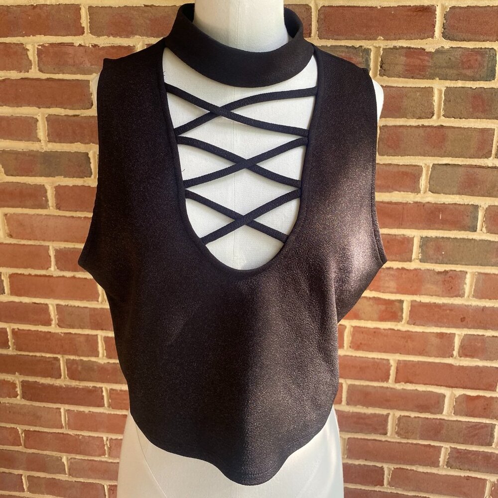 Charlotte Russe Dark Brown & Gold Crop Top